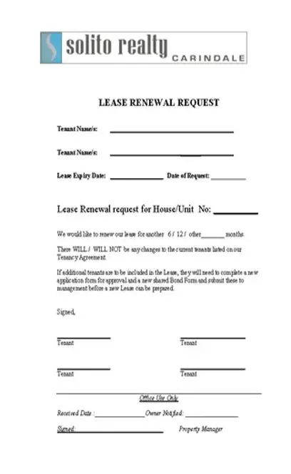 Lease Renewal Form