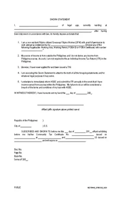 Legal Sworn Statement Template