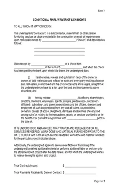 Lien Waiver