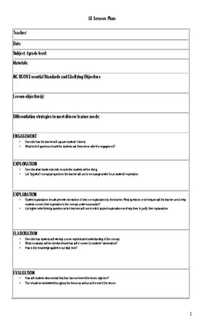 Lesson Plan Sheet Template