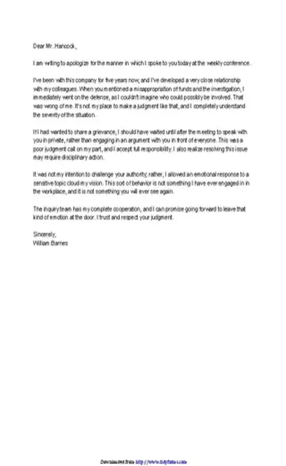 Letter Of Business Apology