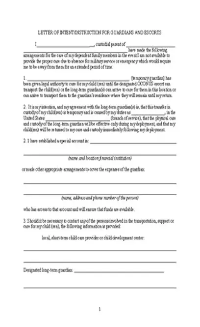 Letter Of Instruction Template For Guardian