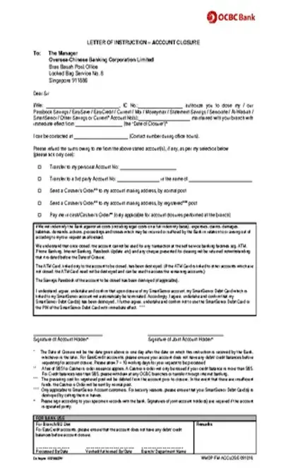 Letter Of Instruction Template To Account Closure