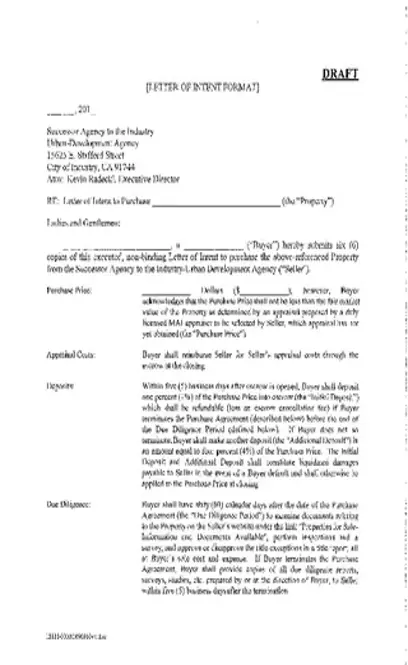 Letter Of Intent Template For Construction Project