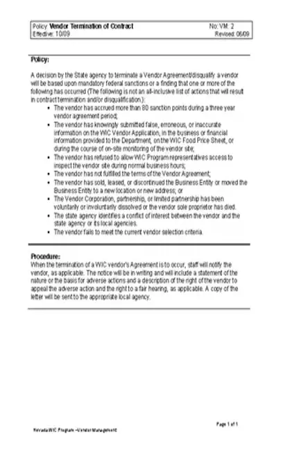 Letter Of Vendor Termination Of Contract Template