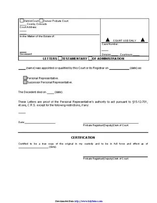 Letters Testamentary Of Administration