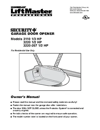 Liftmaster Owners Manual Sample