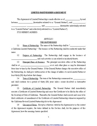 Limited Partnership Agreement 1