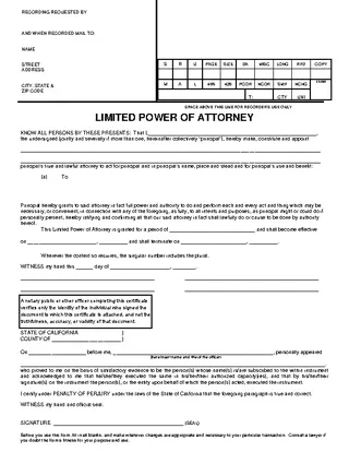 Limited Power Of Attorney