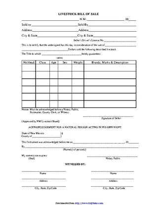 Livestock Bill Of Sale 1