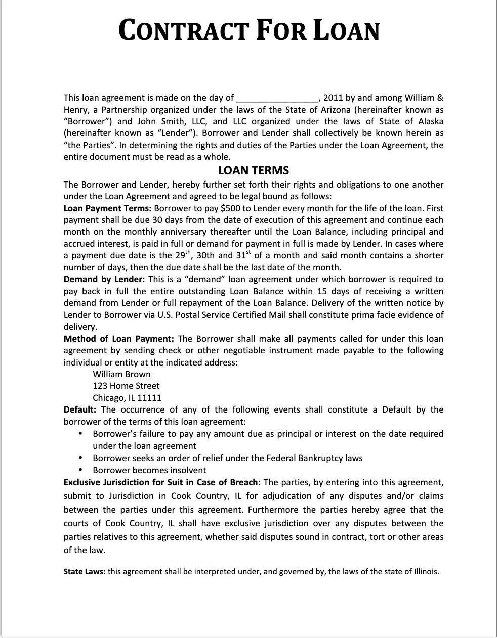 Loan Contract Template 2