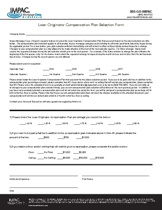 Loan Originator Compensation Plan Template