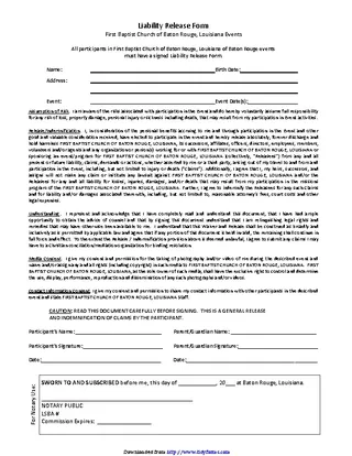 Louisiana Liability Release Form 2