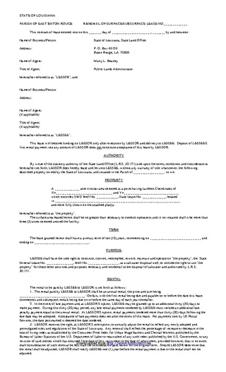 Louisiana Renewal Of Surface Subsurface Lease Form