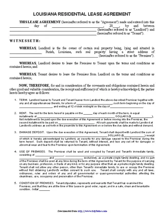 Louisiana Residential Lease Agreement Form