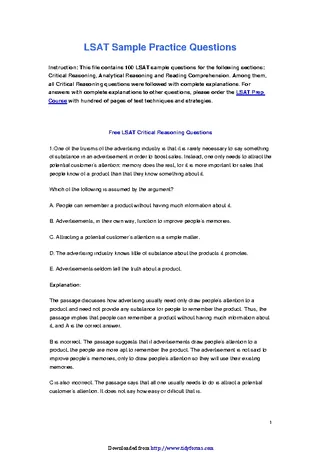 Lsat Sample Questions Template 3