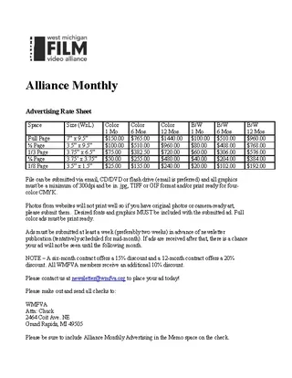 Magazine Advertising Rate Sheet Template