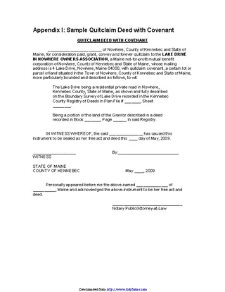 Maine Quitclaim Deed Sample 2