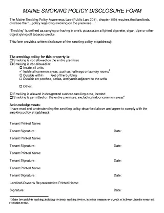 Maine Smoking Policy Lease Addendum