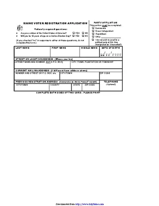 Maine Voter Registration Form