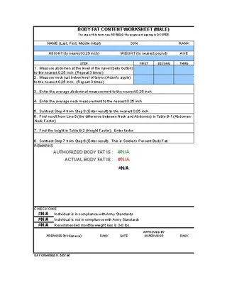 Male Body Fat Chart In Excel