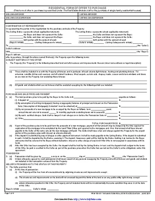 Manitoba Residential Form Of Offer To Purchase 1