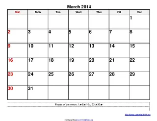 March 2014 Calendar 3