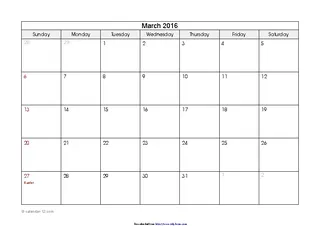 March 2016 Calendar 2