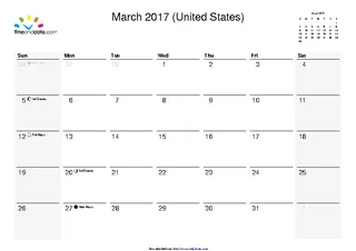 March 2017 Calendar 1