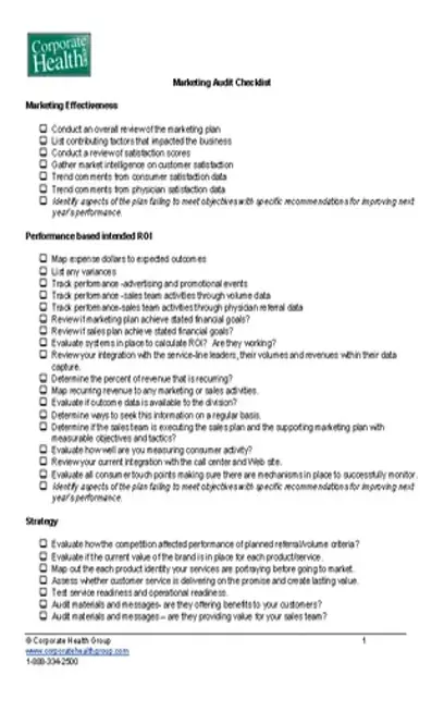 Marketing Audit Checklist Template