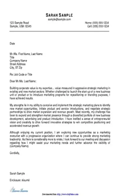 Marketing Cover Letter Example