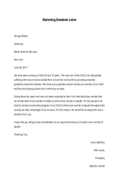 Marketing Donation Letter