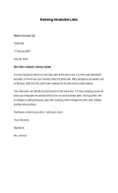 Marketing Introduction Letter