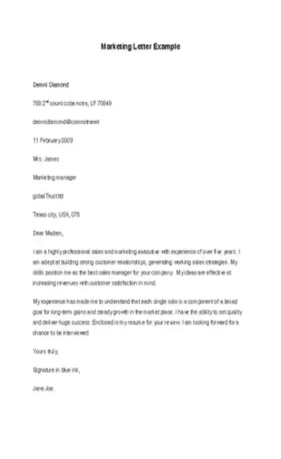 Marketing Letter Example