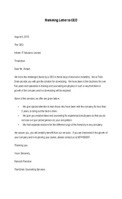 Marketing Letter To Ceo