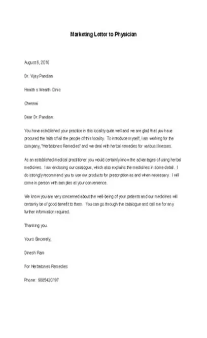 Marketing Letter To Physician