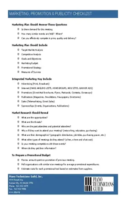 Marketing Promo Checklist