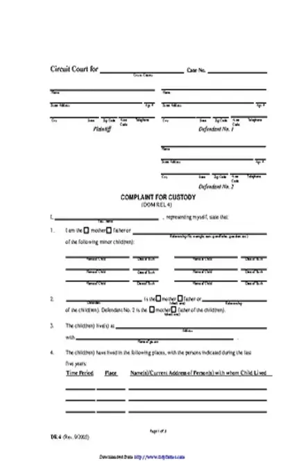 Maryland Child Custody Form