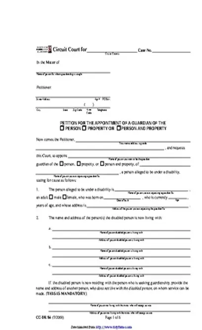 Maryland Guardianship Form 1