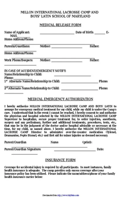 Maryland Medical Release Form