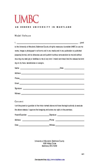 Maryland Model Release Form 1