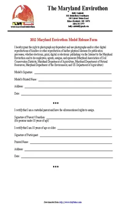 Maryland Model Release Form 3