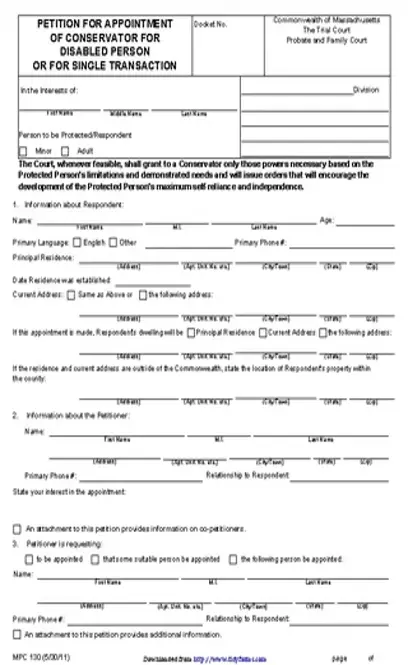 Massachusetts Guardianship Form 2