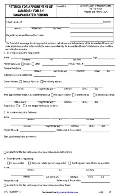 Massachusetts Guardianship Form 3