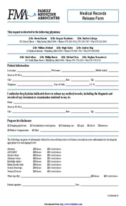 Massachusetts Medical Records Release Form 4