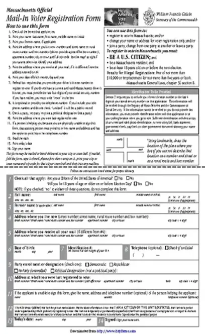 Massachusetts Official Mail In Voter Registration Form