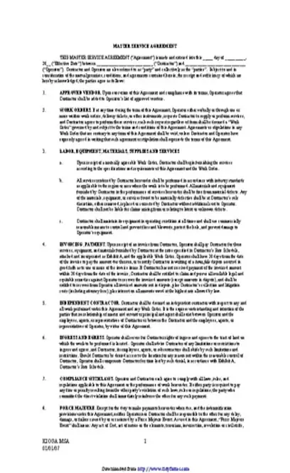 Master Service Agreement Template