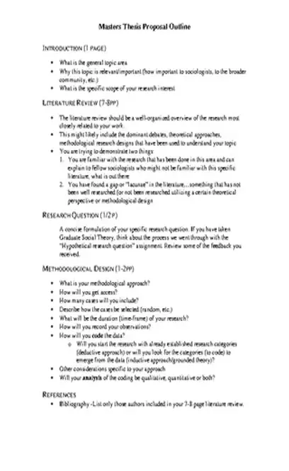 Masters Thesis Proposal Outline