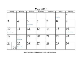 May 2015 Calendar 1