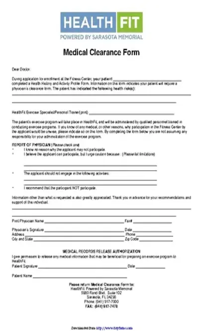 Medical Clearance Form 2